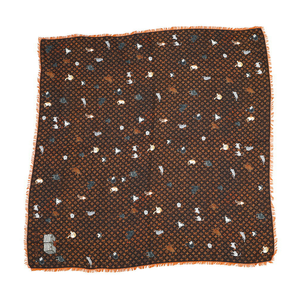 ルイヴィトン ストール モノグラム エトール・キャットグラム 大判 ウール シルク MP2265 LOUIS VUITTON スカーフ ネコ 【安心保証】 【中古】 ルイ・ヴィトン ストール レディース LOUIS VUITTON