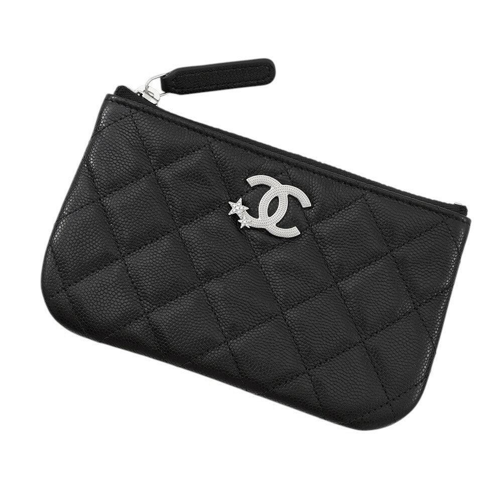 シャネル ミニポーチ マトラッセ スター ココマーク ソフトキャビアスキン AP4811 CHANEL コインケース 小銭入れ 黒 シャネル ポーチ レディース CHANEL