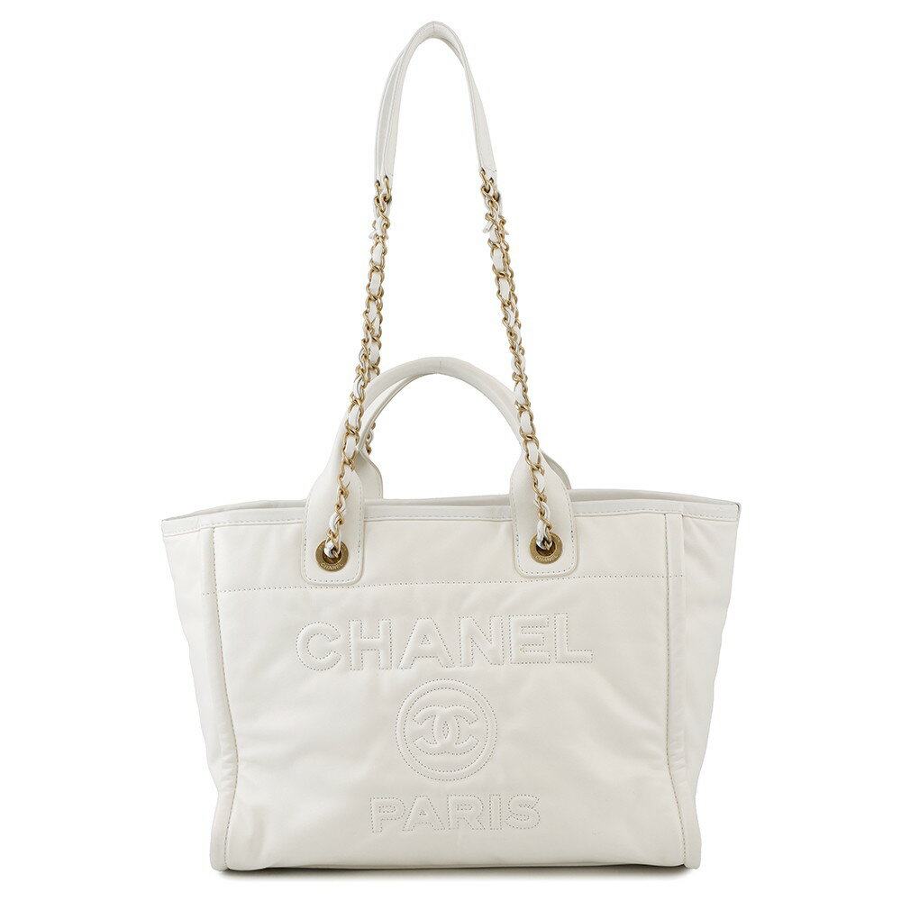 【★決算SALE開催中】シャネル チェーントートバッグ ドーヴィル ショッピングバッグ レザー AS3351 CHANEL 白 2way 【安心保証】 【中古】 シャネル バッグ CHANEL BAG