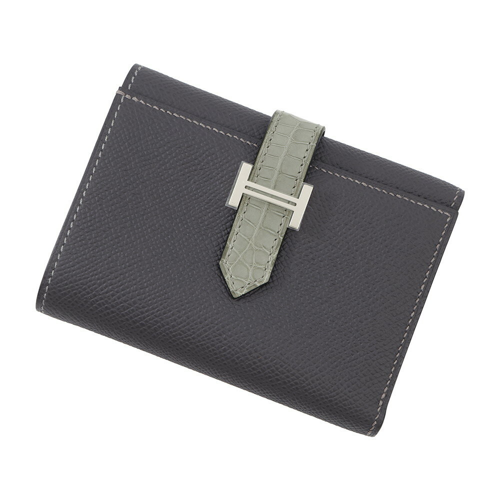 エルメス 三つ折り財布 ベアン コンビネ タッチ グラファイト/グリシマン/シルバー金具 エプソン/アリゲーターマット W刻印 HERMES 財布 【中古】 エルメス 財布 HERMES WALLET