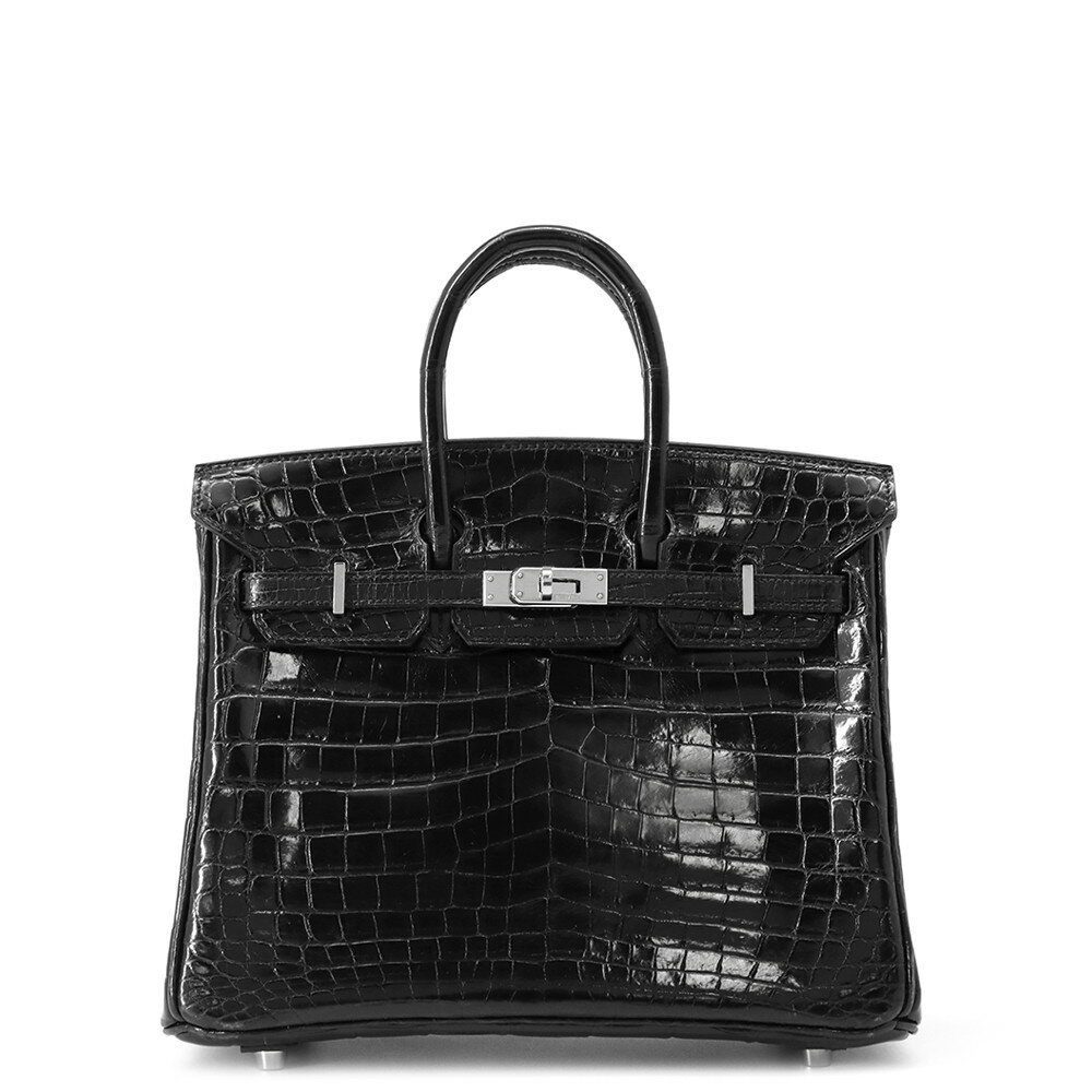 エルメス バーキン25 ブラック/シルバー金具 ニロティカスシャイン □M刻印 HERMES Birkin ハンドバッグ 黒 【安心保証】 【中古】 エルメス バーキン エルメス バッグ エルメス レディース HERMES Birkin HERMES BAG