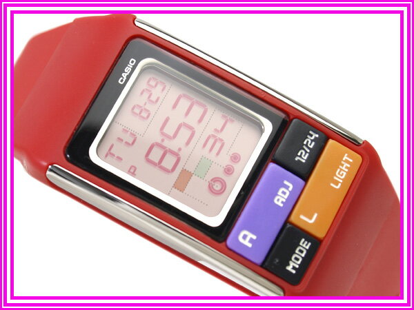 【送料無料!＋ポイント2倍以上!!】【CASIO POPTONE】カシオ ポップトーン 海外モデル レディースデジタル腕時計 ライトレッド液晶 レッドウレタンベルト LDF-50-4DR