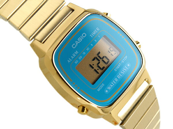 【送料無料!＋ポイント2倍以上!!】CASIO カシオ スタンダードモデル デジタル レディース腕時計 逆輸入海外モデル ディープスカイブルー ゴールド LA-670WGA-2DF