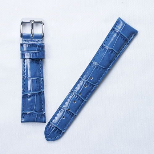 MK621d【牛革型押し - 肉厚】 - 色：ブルー/サイズ：17-16mm松重オリジナル 時計ベルト