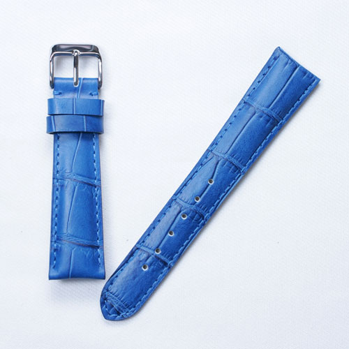 MK622d【牛革マット型押し - 肉厚】 - 色：ブルー/サイズ：17,18,19,20-16mm松重オリジナル 時計ベルト