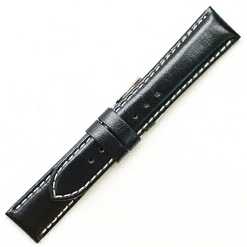YC016AW【牛革・白糸ステッチ】 - 色：黒 /サイズ：18-16mm,20-18mm【松重オリジナル 皮革時計ベルト】