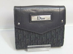 <strong>ディオール</strong> Dior 2つ折り<strong>財布</strong>/キャンバス/ブラック/総柄/トロッター/レディース/ロゴ装飾/ ブラック 【中古】