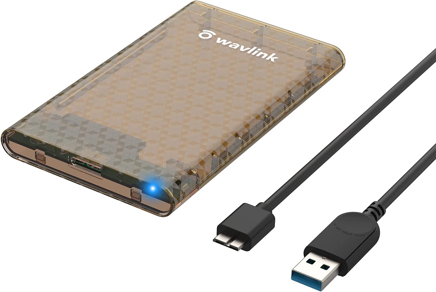 WAVLINK USB3.0 2.5インチHDDケース/<strong>SSD</strong>ケース UASP対応 <strong>4TB</strong>まで対応 USB3.0 <strong>SSD</strong>ケース Windows/Mac 静電気防止 高度な半透明 SATA3.0 ドライブケース 5Gbps転送