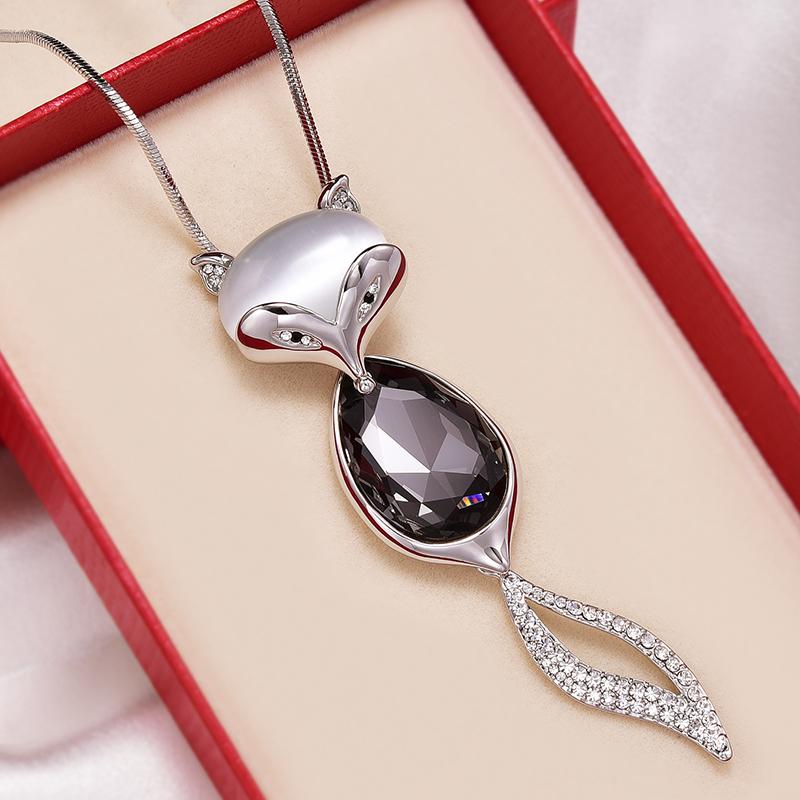 レディース フォックス セーター チェーン ロング シンプル かわいい ペンダント ネックレス 秋冬 ハイエンド 衣料 品 アクセサリー ファッション ジュエリー 装飾品