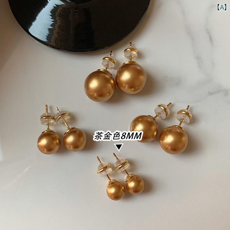 ピアス レディース 大人 かわいい アクセサリー フレンチ ブラウン 南洋 ゴールドパール イヤリング ハイエンド ライト ハイエンド ユニーク イヤリング