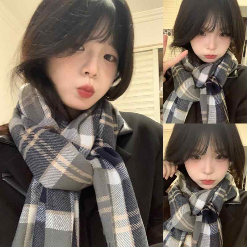 ストール 男女兼用 学生 女性用 カシミヤタッチ チェック柄 保温 暖かい 大判 JK制服 韓国風 多用途 通学 通勤 デイリー 秋冬 マフラー ショール ポリエステル