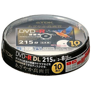 TDK 8倍速録画用 DVD-R DL ワイドプリント CPRM対応 10枚 DR215DPWB10PS