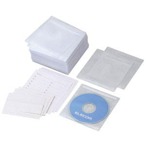 エレコム ELECOM 不織布CD/DVDケース 両面収納/100枚 ホワイト CCD-016LWH