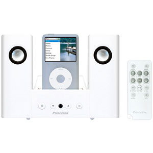 【送料無料】プリンストン iPod専用リモコン付スピーカー ホワイト PSP-312IPIR3W