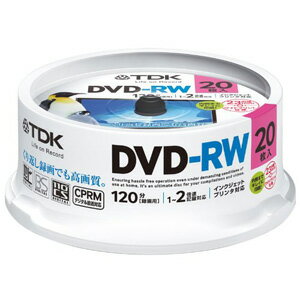 TDK 2倍速録画用 DVD-RW CPRM対応 ホワイト ワイド 20枚 DRW120DPWA20PU【3500円以上お買い上げで送料無料】