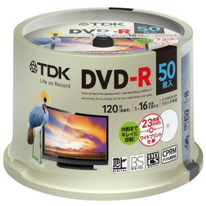 【レビュー書いたら100円クーポンで即値引き】TDK 16倍速録画用 DVD-R CPRM対応 ホワイト ワイド 50枚 DR120DPWC50PUE