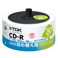 TDK CD-R 詰替え用 700MB ホワイト 30枚 CD-R80PWDX30RF【3500円以上お買い上げで送料無料】