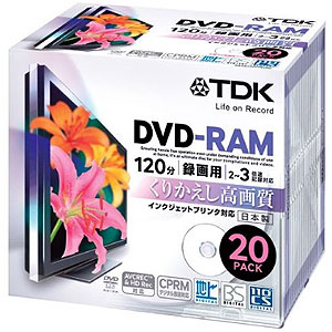 TDK 3倍速録画用 DVD-RAM ホワイト 20枚 DRAM120DPB20U