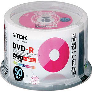 【3500円以上お買い上げで送料無料】【ポイント7倍】TDK 16倍速データ用DVD-R ワイドプリント 50枚 DR47PWC50PU
