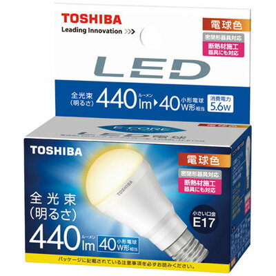 東芝 LED電球 E-CORE ミニクリプトン電球形 5.6W E17口金 440lm 電球色相当 LDA6L-H-E17/S