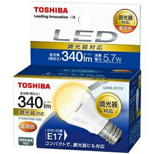 東芝 LED電球 E-CORE ミニクリプトン形5.7W 25W形相当 電球色相当 調光器対応 LDA6L-E17/D