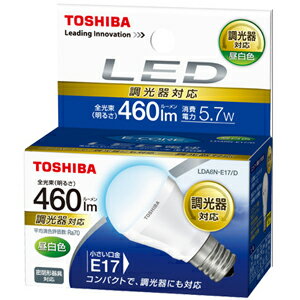 東芝 LED電球 E-CORE ミニクリプトン形5.7W 40W形相当 昼白色相当 調光器対応 LDA6N-E17/D