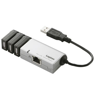 ロジテック Logitec USBハブ搭載有線LANアダプタ LAN-TX/U2H3S