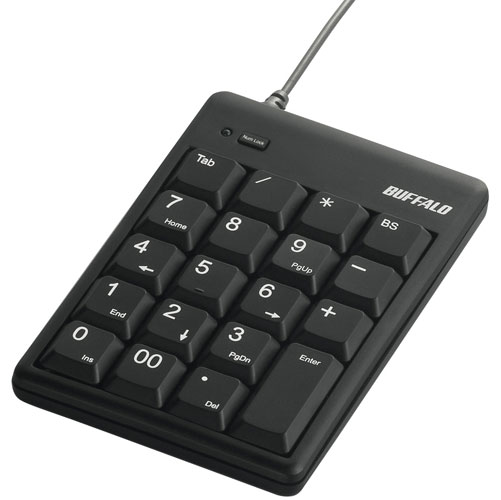 バッファロー BUFFALO テンキーボード USB接続 スタンダード Tabキー付 ブラック BSTK03BK【3500円以上お買い上げで送料無料】