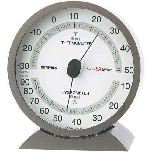 EMPEX エンペックス スーパーEX高品質温・湿度計 メタリックグレー EX-2717
