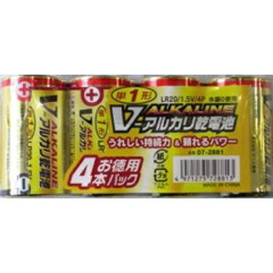 オーム電機 アルカリ乾電池 Vシリーズ 単1形×4本パック OHMLR20/4S/V