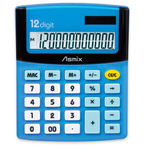 アスカ Asmix カラー電卓 DENTACOO ブルー C1207B