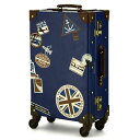 【送料無料】T&S ティーアンドエス WORLD TRUNK 7015 スタンプ柄トランクケース ROYAL ネイビースタンプ 7015-53-NVS【smtb-u】