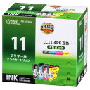 オーム電機 ブラザー LC11-4PK対応 互換インクカートリッジ 4色パック INK-B11B-4P