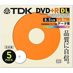 TDK 8倍速データ用DVD+R DL ホワイト 5枚 D+R85PWB5S