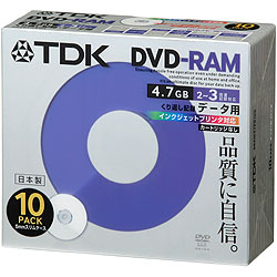 TDK 3倍速データ用DVD-RAM ホワイト 10枚 DRAM47PB10S