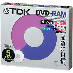 TDK 5倍速データ用DVD-RAM ホワイト 5枚 DRAM47PC5S