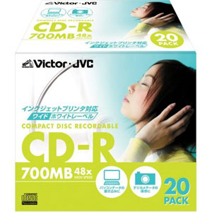 ビクター データ用CD-R ホワイト 20枚 CD-R80PF20
