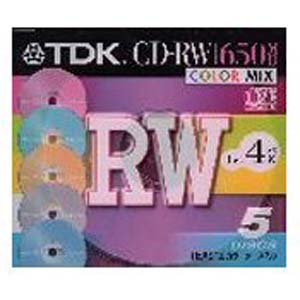 TDK 4倍速データ用 CD-RW 650MB カラーミックス 5枚 CD-RW74X5CCS