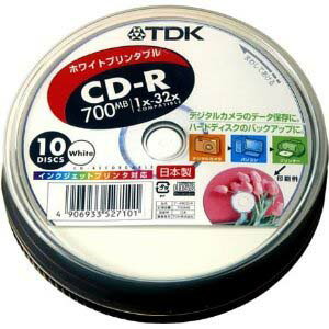 TDK 32倍速対応 CD-R 700MB ホワイト 10枚 CD-R80EWX10PS