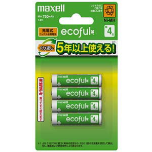 マクセル ecoful 充電式ニッケル水素電池 単4形 4本 MHR-4SAY.4B【3500円以上お買い上げで送料無料】