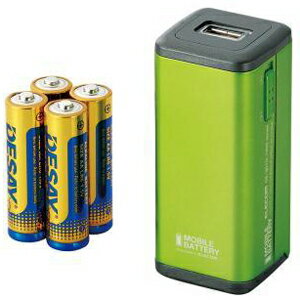 エレコム ELECOM モバイルバッテリー 乾電池 スマホ用 グリーン DE-U01D-1908GN【3500円以上お買い上げで送料無料】