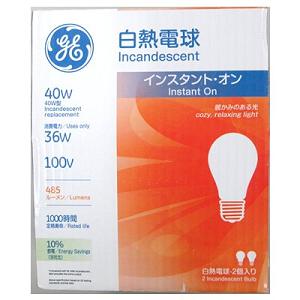 【まとめ買い】GE 白熱電球 40W形 E26 24個[2個パック×12] LW100V3…...:webbymono:10178229