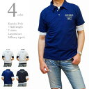 ポロシャツ メンズ 半袖 カノコポロ 5分袖Tシャツ レイヤード 重ね着 2枚セット ミリタリーAタイプ フロッキープリント かすれプリント