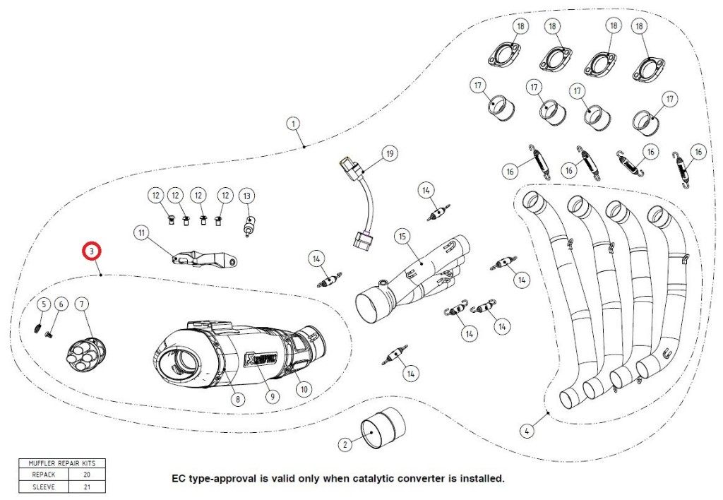 AKRAPOVIC アクラポビッチ 【リペアパーツ】M-HAF00501T muffler CB650F CBR650F HONDA ホンダ 補修・汎用サイレンサー マフラー