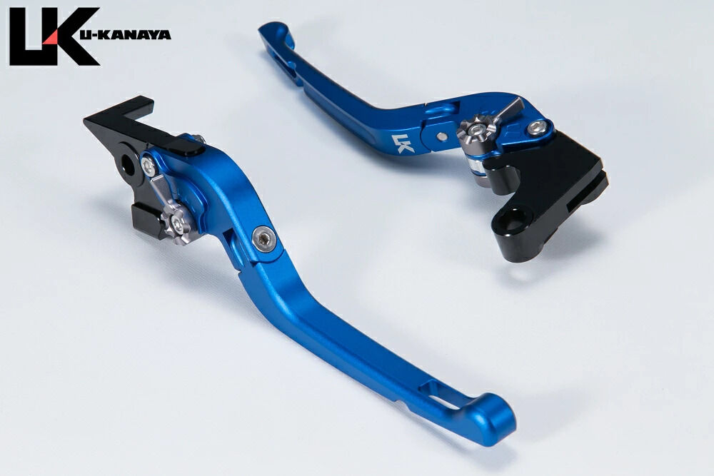 U-KANAYA ユーカナヤ 可倒式Rタイプ アルミビレットレバーセット CB750 HONDA ホンダ ブレーキ・クラッチレバーセット ハンドル周辺パーツ ハンドル レバーカラー：マットブルー / アジャスターカラー：マットシルバー