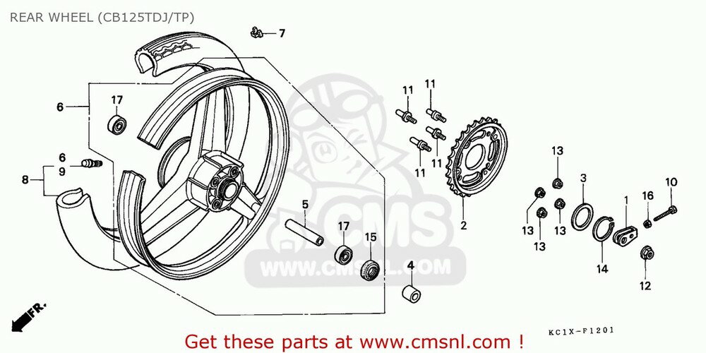 CMS シーエムエス (42650-KC1-731) WHEEL SET，RR. CB125T SUPERDREAM 1993 P SINGAPORE CB125TD 1988 J ENGLAND FRANCE HONDA ホンダ ホイール ホイール関連 足回り