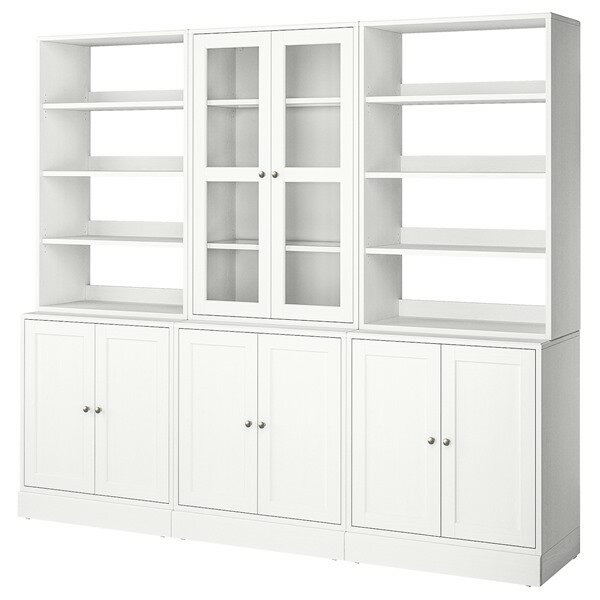 [IKEA/イケア/通販]HAVSTA ハーヴスタ 収納コンビネーション ガラス扉付き, ホワイト[7](a)(79563153)