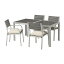 【IKEA/イケア/通販】 SJÄLLAND シェランド テーブル+チェアアームレスト付き4 屋外用, ダークグレー, フローソーン/デューヴホルメン ベージュ(a)(S89265501)