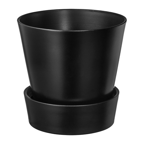 【IKEA/イケア/通販】 SENAP セーナプ 植木鉢 受け皿付き, ブラック(c)(90358820)