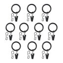 【IKEA/イケア/通販】 SYRLIG スィールリグ カーテンリング クリップ&フック付き, ブラック/10 ピース(c)(90217241)